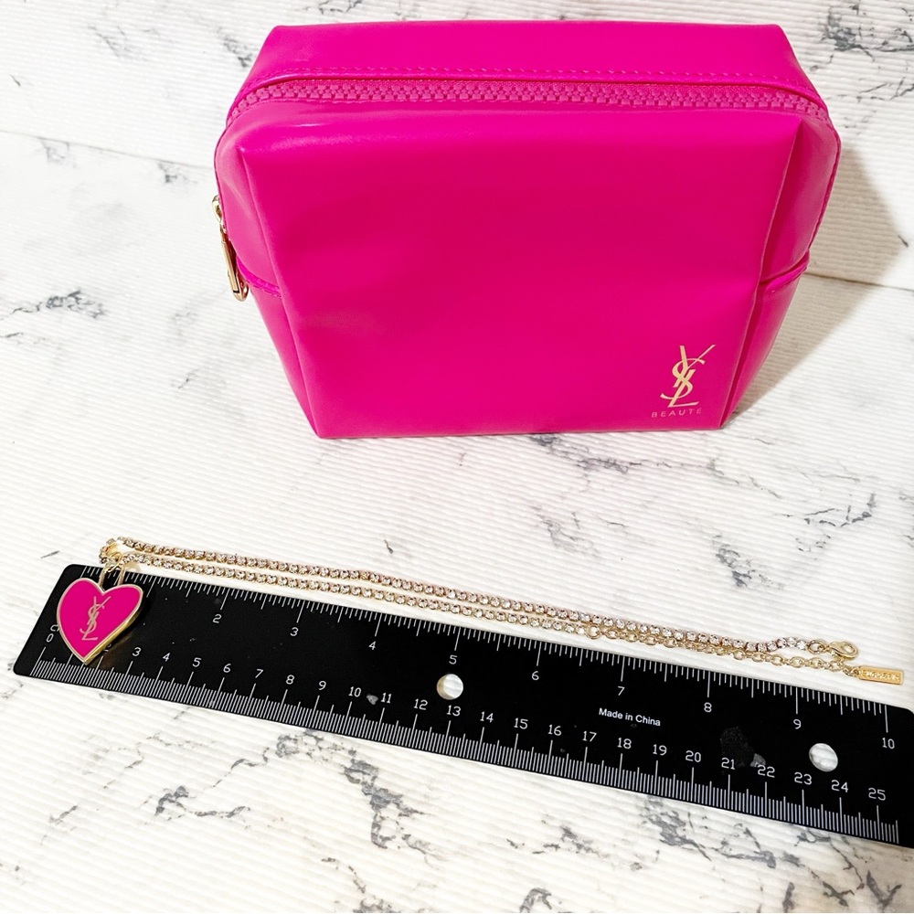 YSL Beauty Pink Heart Necklace & Pouch (Pendant is the Zipper Pull) - Picture 11 of 17